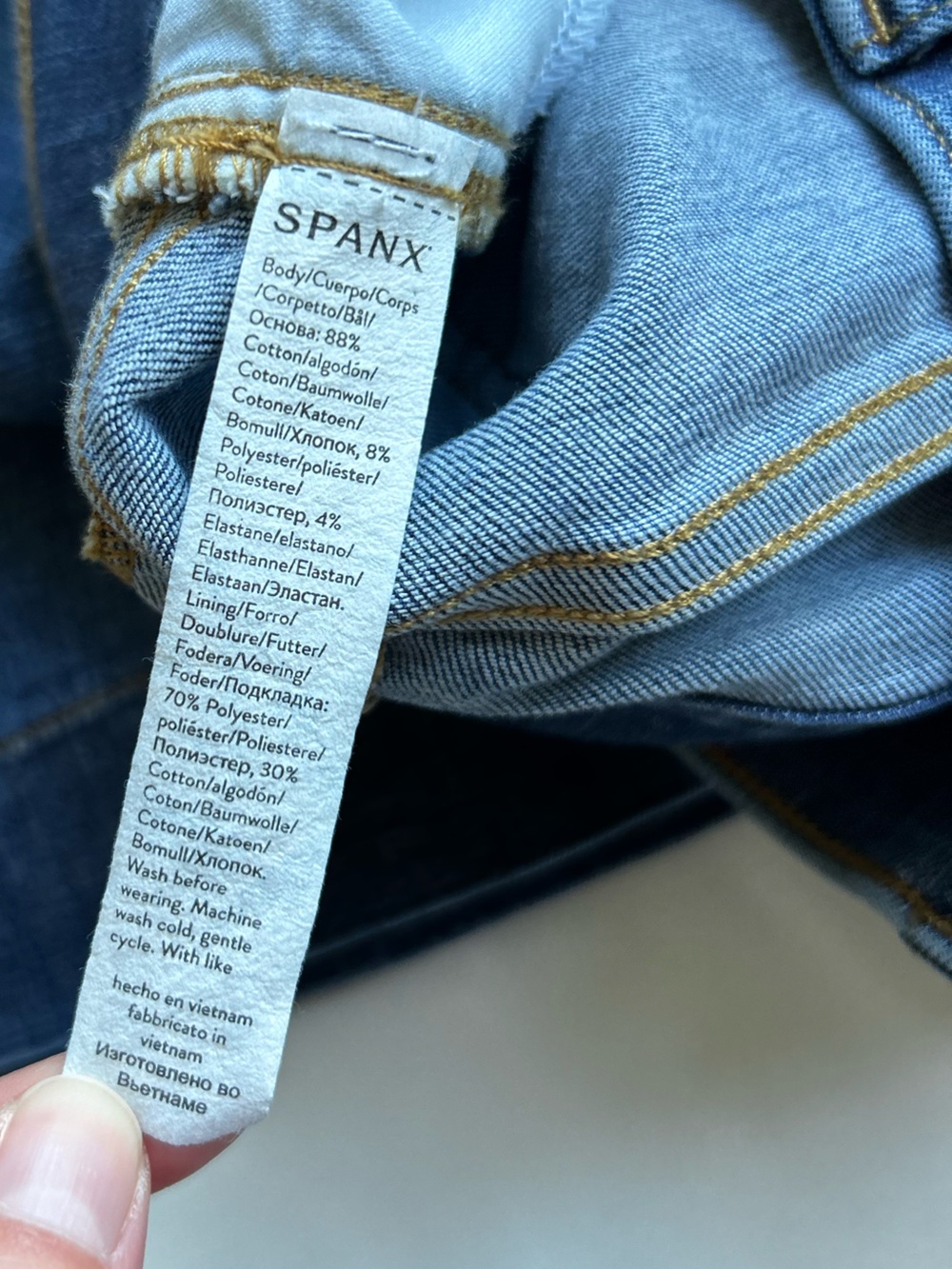 SPANX High Rise Cropped Wide Leg Jeans Washed Indigo Size Medium Petite - Picture 12 of 13